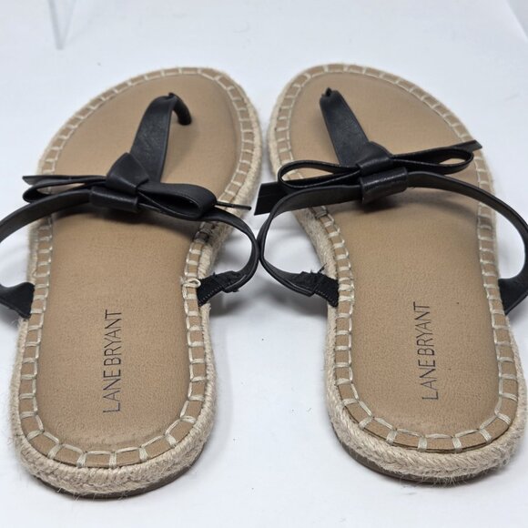 LANE BRYANT Women's Sandal Size 9.5W  Wide Black Slip On Thong flats - Picture 4 of 6